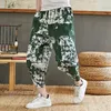 Calça masculina harém de algodão harem 2023 verão japonesa Hip Hop plus size pernas largas bloomers bloomers-comprimento da panturrilha corredores