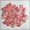 Artes y artesanías Encantos de piedra natural 20Mm Corazón Ojo de tigre Colgante de ópalo de cuarzo rosa Colgantes Chakras Joya Pendientes en forma Collar Makin Dhcij