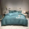 Beddengoed stelt hoogwaardige langdurig katoenset Egyptische vaste kleur borduurwerk quilt cover laken verspreid plat luxe cadeau