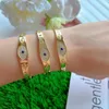 Bangle Bangles For Women Demon Eye Charm Jewelry Brass Accessories Paved Zircon Simple Closed Gold/Silver Color Bracelet