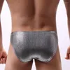 Underpants Sexy Men Briefs Faux skórzany wąż skóra drukowanie majtek nowość nowość u wypukła woreczka bielizna moda bielizna