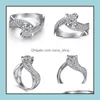 Bandringe Kristalldiamant-Verlobungsring 925 Sterling Silber überzogene glänzende Hochzeit für Frauen Q481FZ Drop Lieferung Schmuck DHP4L