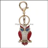 Keychains Bancos de desenho animado fofo animal de cristal keyring coruja est￩reo de est￩reo j￳ias caretas de carteira pingente de carro homem Mulheres Oth39