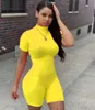 2024 Diseñador de manga corta mamelucos verano mujeres bodycon monos casual sólido flaco playsuits trajes de una pieza mujer Silm overoles ropa al por mayor 8150