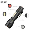 Latarki pochodnie aluminium XPE Cob LED 3 Tryby Zoomble Focus Torcha Work Light Portable Lantern Clip Pen Lampa Pocket Penlightflashlight