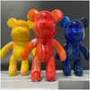 Nouveauté Jeux Vinyle Fluide Ours Scpture Bricolage Graffiti Peinture Animal Modèle Violent À La Main Bearbrick Statue Décor À La Maison Ornements Dro Dhenm