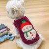 Vêtements pour chiens automne et hiver dessin animé coton gilets de Noël bonhomme de neige velours chaud vêtements de chat vêtements mignon veste manteau