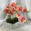 Flores decorativas 2 galho com orquídea folha de folhas artificiais Phalaenopsis Fake em vaso de planta caseiro de casamento de decoração de decoração de decoração