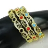 Hollow Bangle Gold Color Metal Colorful Stone Mix Armband Women 2023