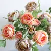 Decorative Flowers 5Pcs 2 Heads Of Peony Artificial For Home Wedding Decoration DIY Holding Marriage Bouquet Silk Wreath