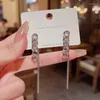 Stud Earrings 925 Silver Needle Tassel Chain Crystal Simple Design Female Korea Jewelry