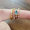 Wedding Rings 4 Pcs/Set Luxury Blue Clear Crystal Stone For Women Fashion Flower Ring Gold Color Party Jewelry Accessories