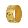 Pulseiras amantes de pulseira para mulheres de luxo de moda de moda aniversário jóias de pedra completa cobre cor de ouro amarelo fêmea larga feminina
