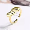 Bröllopsringar Bohemian Vintage Mönster Twisted Rope Cross Ring Gold Silver Color Tail Justerbara Fashion Women's Jewelry