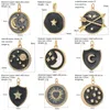 Charms Black Universe Enamel Moon Star Sun For Jewelry Making Diy Necklace Earring Bracelet Make Accessories CZ Gothic PunkCharms