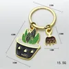 Keychains Creative Metal Succulente Plant Keychain Couple Potted Cactus Vorm voor vrouwen Men Men Purse Bag Decor