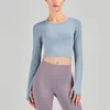 Active Shirts Gym Sports Top Women Long Sleeve Yoga Shirt Fitness Crop Tight Quick Dry Casual T-shirt Workout Sportswear With Thumb Jack