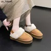 Slippers Winter Pluce Cotton femmes Pantoufles Chaussures plates de mode 2022 Sougettes épaisses maison en cuir en cuir en cuir