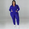 Tasarımcı Plus Boyut 4xl 5xl Trailtsits Kadınlar Sonbahar Kış Terleri Katı Kıyafetler Uzun Kollu Ceket Pantolon İki Parça Setleri Sıradan Jogger Takım Kıyafetleri Toptan Kıyafetler 8195