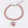 Cat Collars & Leads Pet Collar Love Pendant Three Row Bling Rhinestones Necklace Accessories Supplies