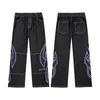 Mäns jeans American Street Straight Leg Baggy hösten 2023 Herr- och kvinnors personlighetstrend Hip Hop Wide-ben Pants