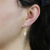 Dangle Boucles D'oreilles Styles Réel 925 Sterling Argent Gland Chaîne Boucle D'oreille Avec Cz Pavé Lune Étoile Oeil Hamsa Charme Bijoux En Gros