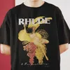 2023 NIEUWE MENS TRICHT Noord -Amerikaanse High Street Brand Rhude Grape Vrouwelijke figuur Abstract illustratie Letter Afdrukken Ronde met korte mouwen Loose dames