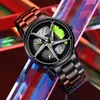 Wristwatches Mens Watches 3D Real Man Waterproof Rotate Rim Watch Spinning Men's Sports 360° Wheel For Men