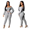 Women's Two Piece Pants 2023 Multi-Color Sweater Off-Neck Long Sleeve Top Elastic Pure Color Fashion Casual Set Women