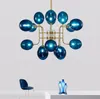 Ceiling Lights Modern Blue Magic Bean Molecular Chandelier Post Creative Personality Restaurant Glass Bubble Ball Lamp