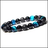 Fili di perline Pietra naturale Perline Braccialetti per donna Uomo Lava Rock Tiger Eye Healing Energy Catene di perline Braccialetto Gioielli di moda Dhrrg