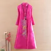 Abbigliamento etnico Stile cinese Elegante Lady Capispalla Autunno Indie Folk Royal Ricamo Peonia Retro Donna Vintage Trench Coat Donna S-XXL