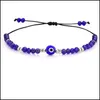 Pulseras de encanto trenzado Evil Blue Eye Pulsera Joyería hecha a mano Colorf Crystal Beads para mujeres niña 2247 T2 Entrega de gota DHLR4