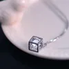 Pendant Necklaces Korean Style Women Necklace Fashion Elegant Geometric Cube Crystal Cubic Zircon For Birthday Jewelry GiftPendant