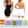 Casual Dresses Sexig Spaghetti Strap White Mini för kvinnor ärmlös Oneck Basic Backless Streetwear Outfits Party BodyCon 230130