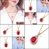 Pendant Necklaces Fashion Rose Gold Inlaid Imitation Natural Colored Rubellite Gemstone Zircon Clavicle Necklace Ladies High Jewelry Dh3Zk