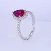 Кластерные кольца 10K Soild White Gold Mawelry 6 9 мм грушевая лаборатория выращенная рубиновая бриллиантовая кольцо для девушки