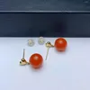 Stud Earrings Shilovem 18K ROSE Gold Natural South Red Agate Fine Jewelry Cute Wedding Gift Plant Myme9-9.5888nh