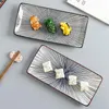 Tallrikar japansk porslin sushi biffplatta kreativ under glaserad färg rektangulär keramisk frukt maträtt middag efterrätt servis