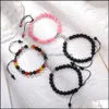 Lien Chaîne 2 Pcs Creative Aimant Attirer Couple Charme Bracelets Bon Ami Amant 8 Mm Perles De Pierre Naturelle À La Main Tressé Corde Tissé Dhnz1