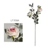 Decorative Flowers & Wreaths Luxury 4 Heads Big Rose Branch With Fake Leaves Silk Artificial Flores Artificiales Living Room Decoration Deco