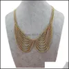 Chokers europeisk enkel stil guldpläterad metallkedja tofs krage dubbel halsband kvinnor klänning fina smycken c3 droppleverans halshal Dh7BO