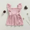 Girl Dresses Focusnorm Autumn Baby Girls Princess Dress 3 Colors Solid Knit Ruffles Sleeve Button A-Line Mini 0-24m