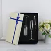 Bicchieri da vino 4 pezzi di cui 2 champagne 1 coltello e pala in scatola Flauti per tostatura nuziale Set per torta Set di perline scintillanti