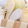 Promotional wood heart-shaped Gift box 6pcs bath accessory Sisal sponge /comb Wooden/ Massage Brush/ spa/Bath Gift SN4778