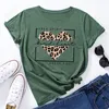 Maglietta da donna Estate Cotone Moda donna Magliette Leopard Heart Print Abiti a maniche corte Vintage Ladies Tee Top Donna ONeck TShirts 230130