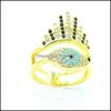 Klaster Pierścienie Bohemian Rainbow Evil Eye Rhinestone Crown for Women Ladies Vintage Finger Pierścień Prezentacja Taniec Prezent 3754 Q2 Drop D dhetz