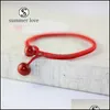 Link Chain Handmade Braided Red Ceramic Beads Bracelet For Women Men Ethnic Style Lucky String Fashion Jewelry Gift Drop Delivery Br Dhke0