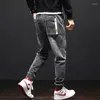 Men's Jeans 2023 Spring Harlan Men's Loose Straight Leggings Pants Korean Style Trendy Overalls Trousers Fashion Dark Gray Men