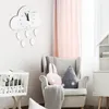 Relojes de pared Reloj de guardería de estilo nórdico Nube de madera Gotas de agua Decoración colgante Decoración Habitación para niños